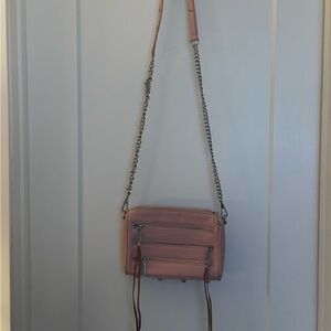 Rebecca Minkoff Pink Leather Mini Crossbody with Chain Strap